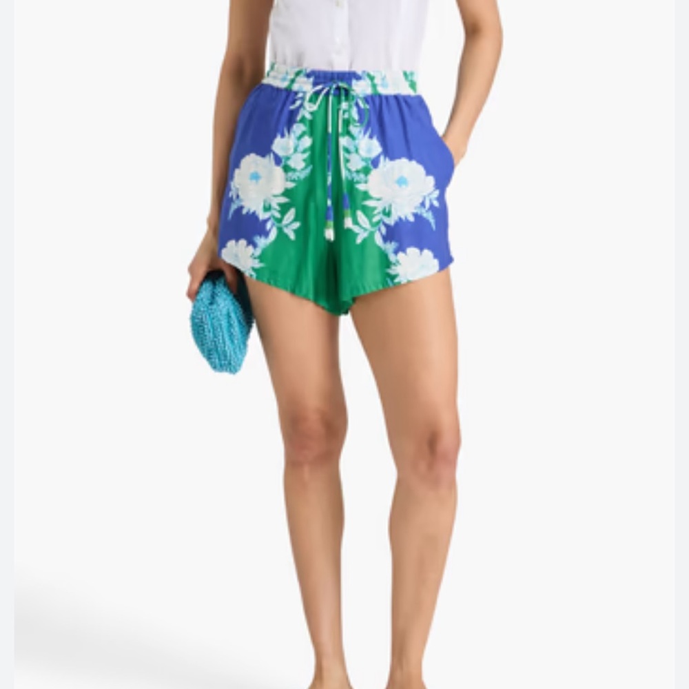 FARM Rio White, Blue, and Green Floral Shorts